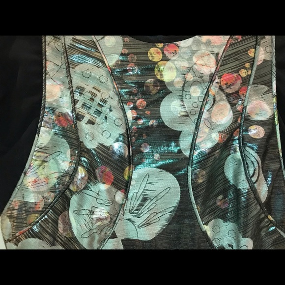 Cynthia Rowley mesh sleeve metallic dress - Picture 3 of 5